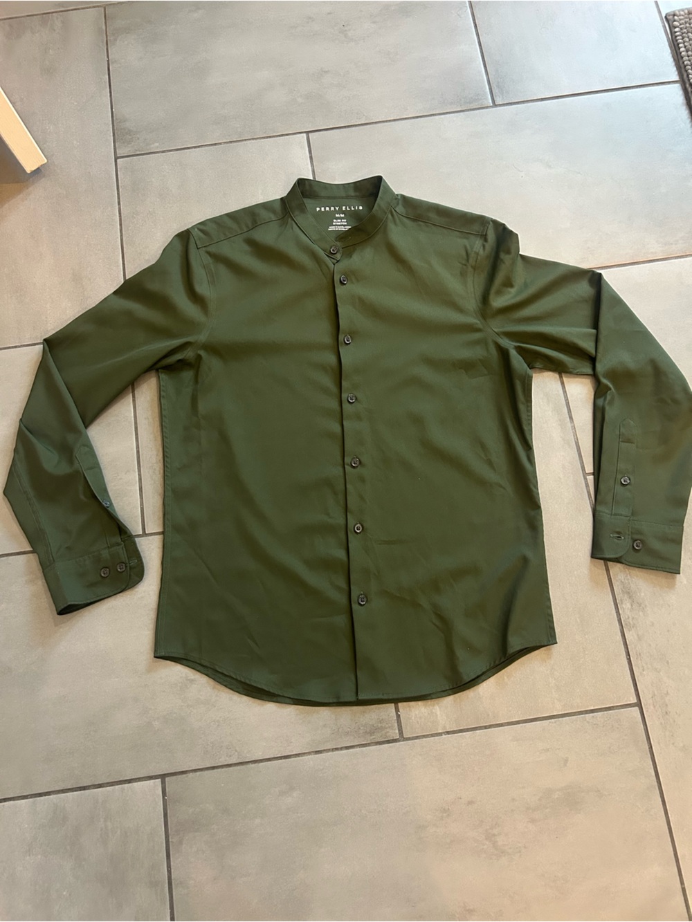 Perry Ellis Untucked Total Stretch Slim Fit Shirt in Green